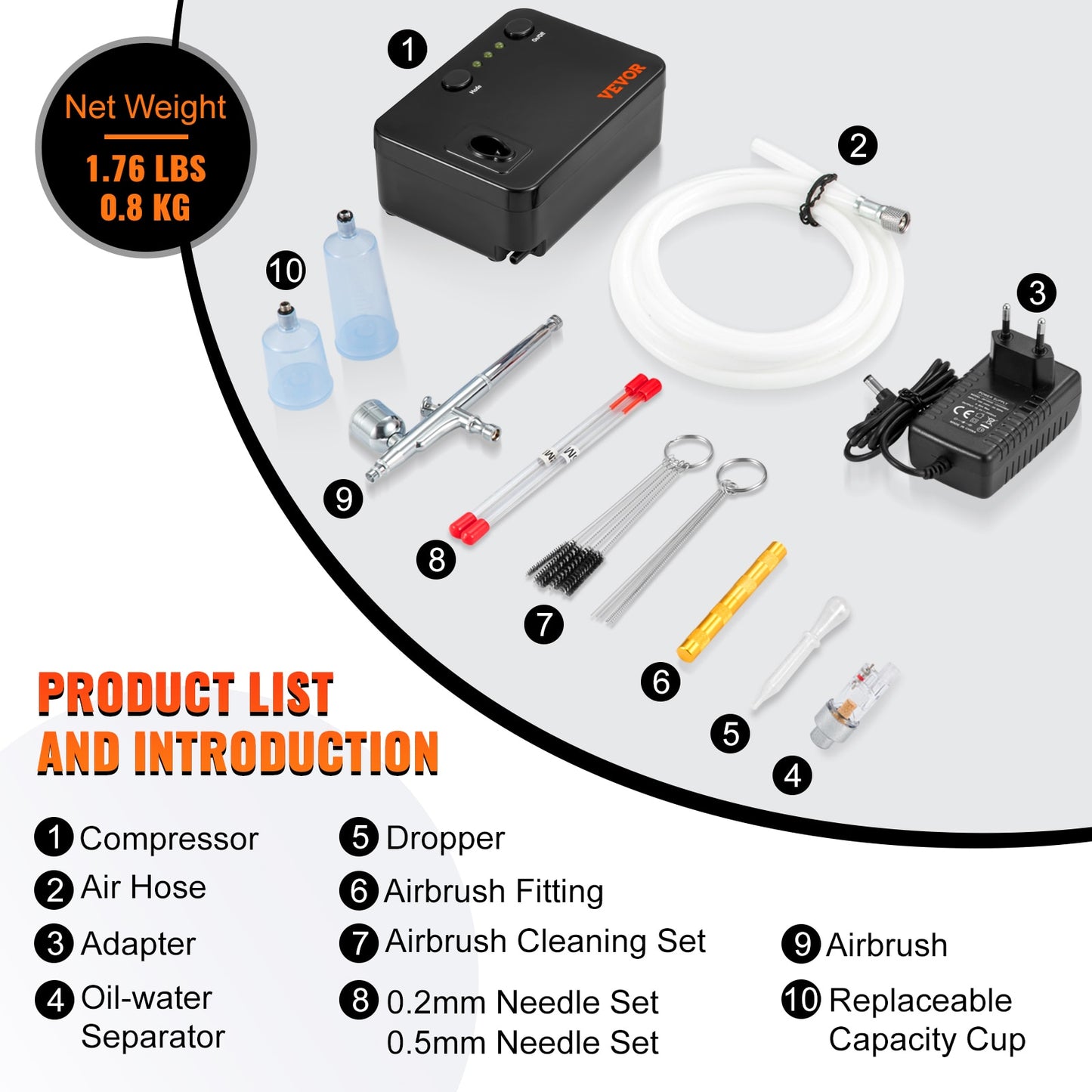 VEVOR Dual-Action Airbrush Kit Multifunctional Airbrush System Compressor 0.3mm image 4