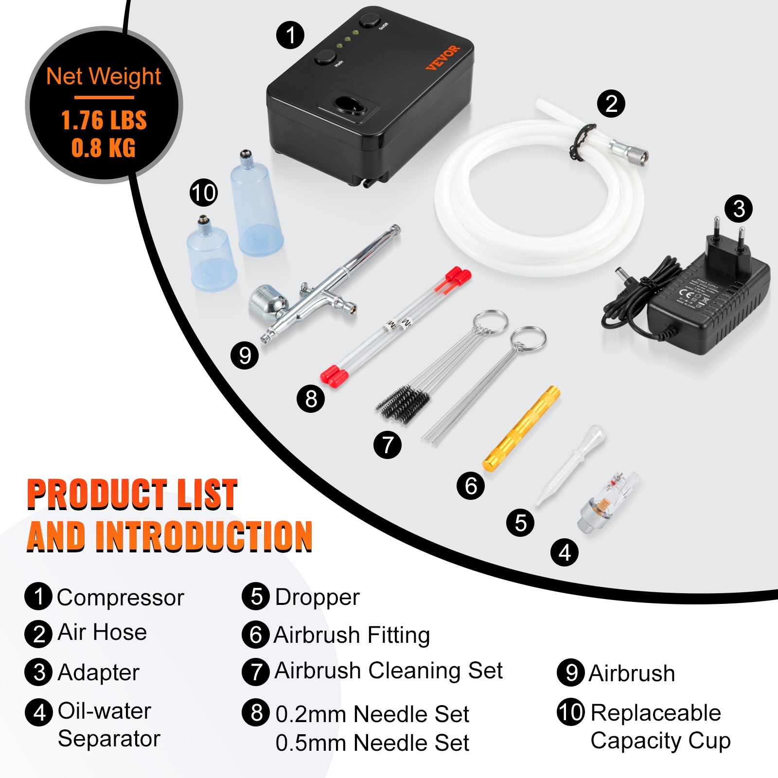 VEVOR Dual-Action Airbrush Kit Multifunctional Airbrush System Compressor 0.3mm image 4