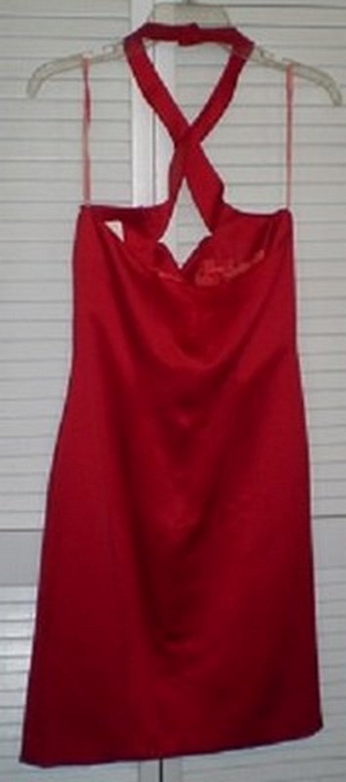 Victor Costa Women Dress Satin Red Cross Shoulder Size 12 image 1