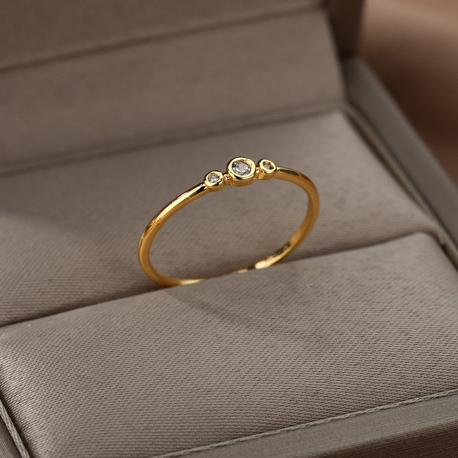 White Opal Rings For Women Lover Gold Color Stainless Steel Female image 3