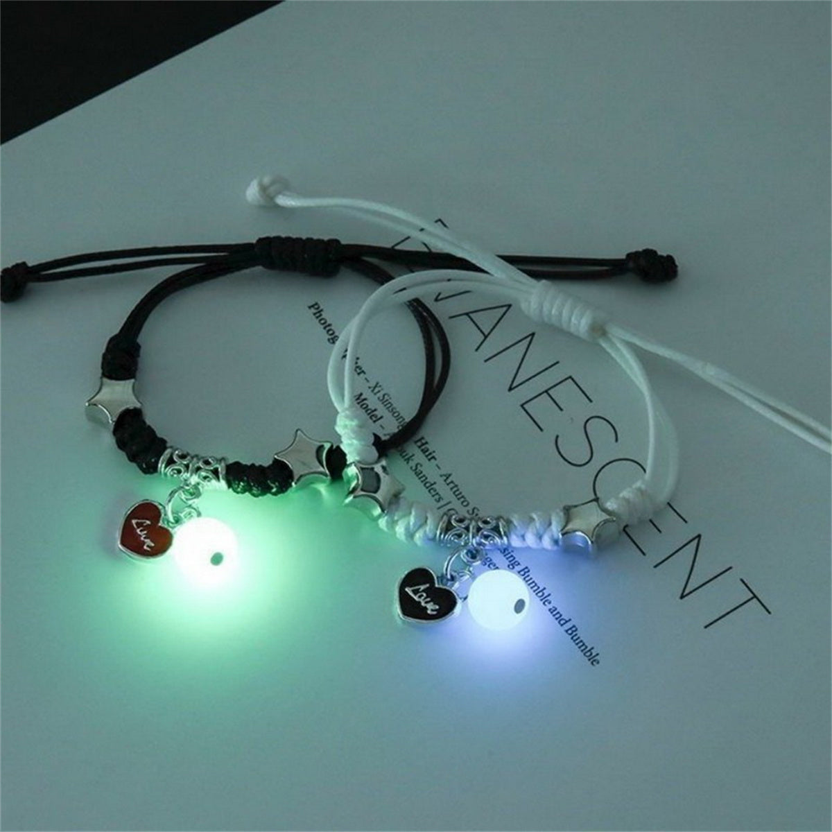 Fashion Luminous Beads Star Couple Bracelet For Women Men Charm Cat Flower Hear image 7