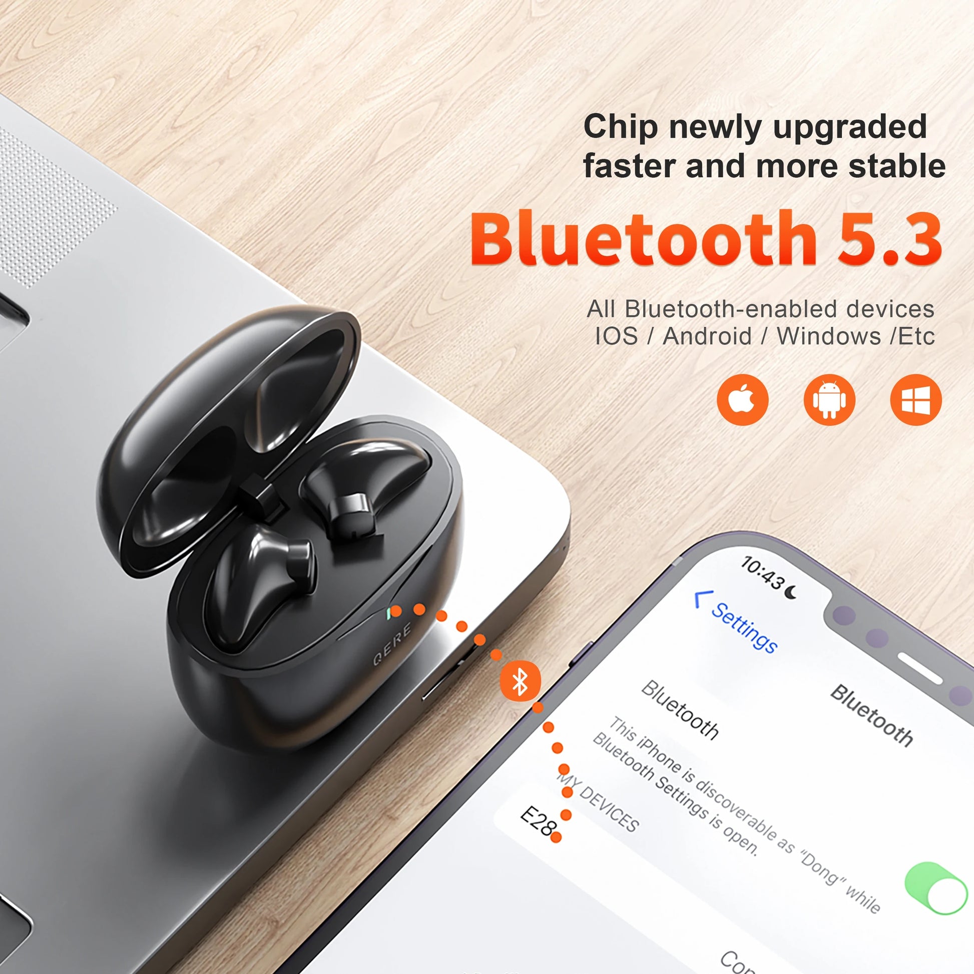 Wireless Earphones,QERE E28,NEW TWS Bluetooth 5.3,HD Microphone,HIFI Headphones image 5