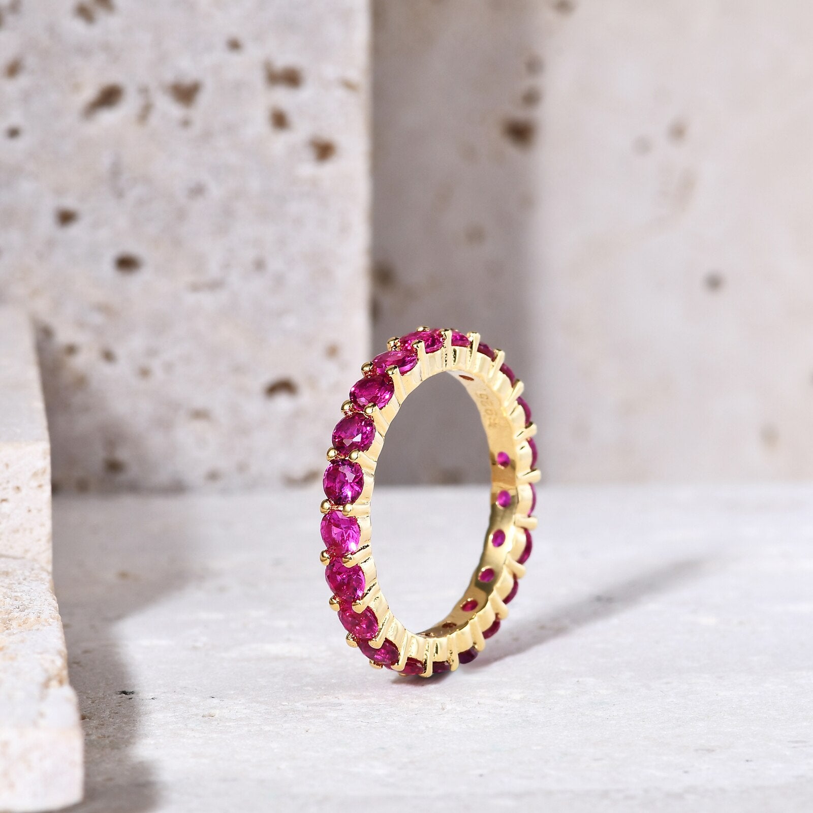 GEM'S BALLET 925 Sterling Silver 18K Gold-filled Gemstone Eternity Band Ring image 6
