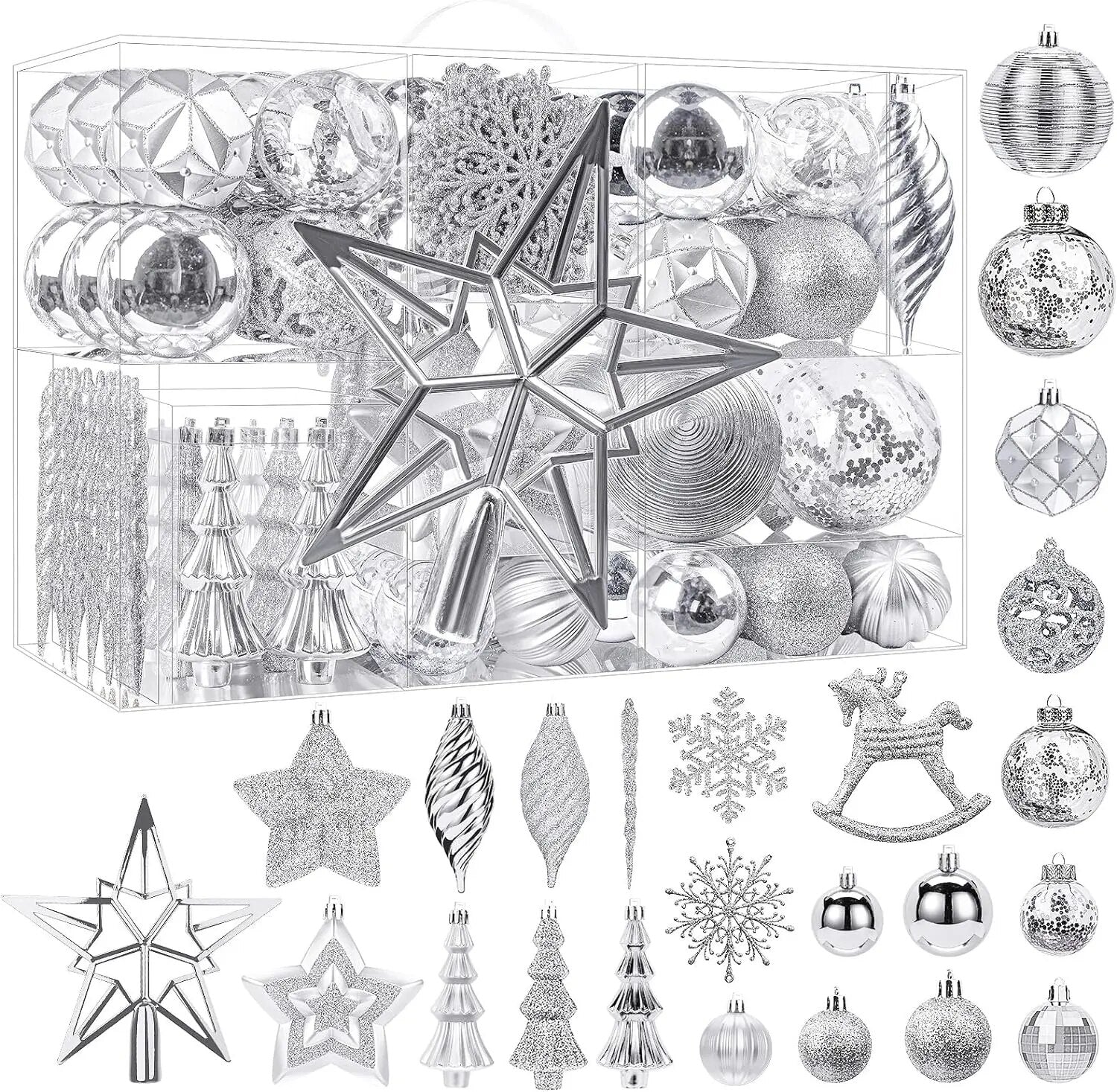 White Christmas 2024 100pcs Christmas Balls Ornaments Set Festoon New Year's Ev image 3