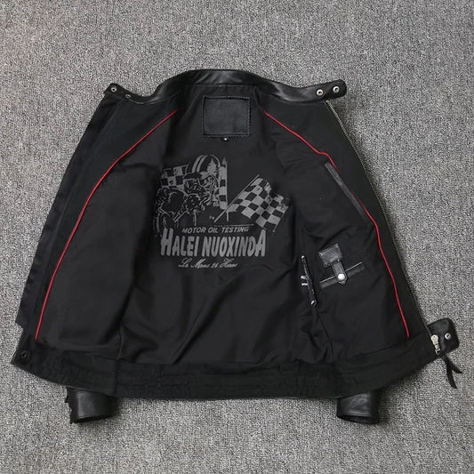 Motorcycle Genuine Leather Jacket for Men Style Biker Jackets Slim Cowhide spri image 0