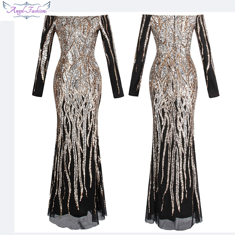Angel-fashions Formal Evening Dresses Sparkling Gold Art-Deco Sequin Vintage Ho image 3