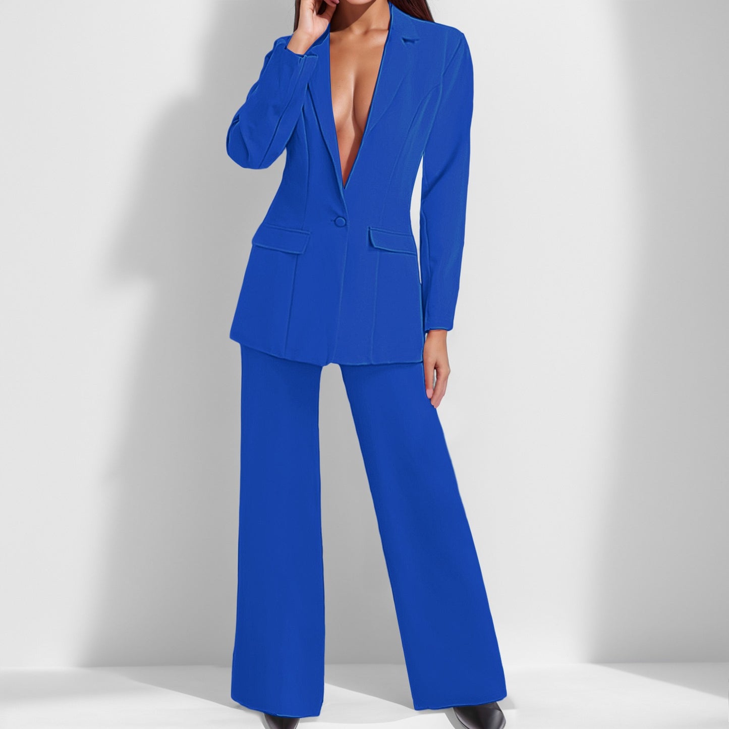 Women's Casual Solid Color Streetwear Long Sleeve Button Coat Blazer Jacket Hig image 1