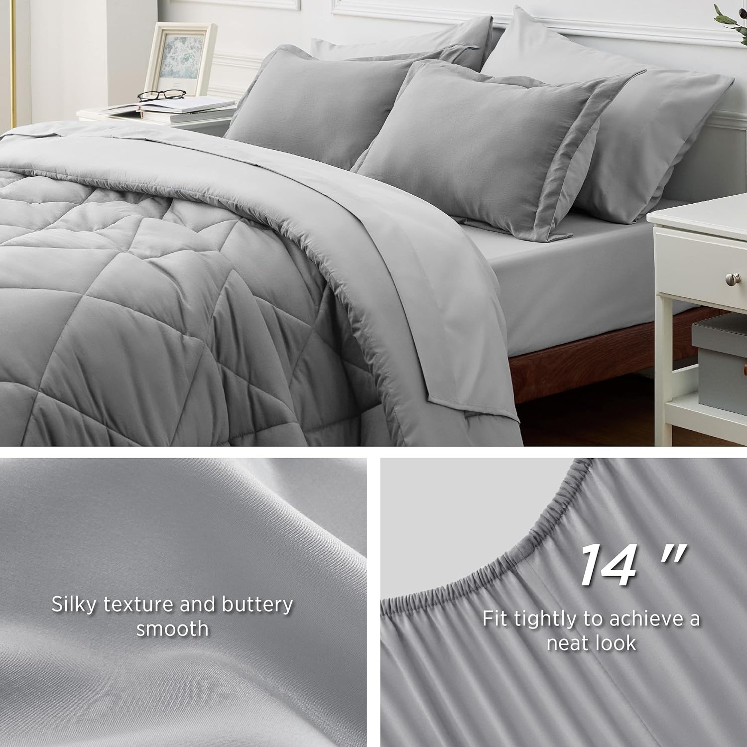 Bedsure Comforter Set - Reversible Queen Bed in a Bag with Comforters, Sheets,  image 20