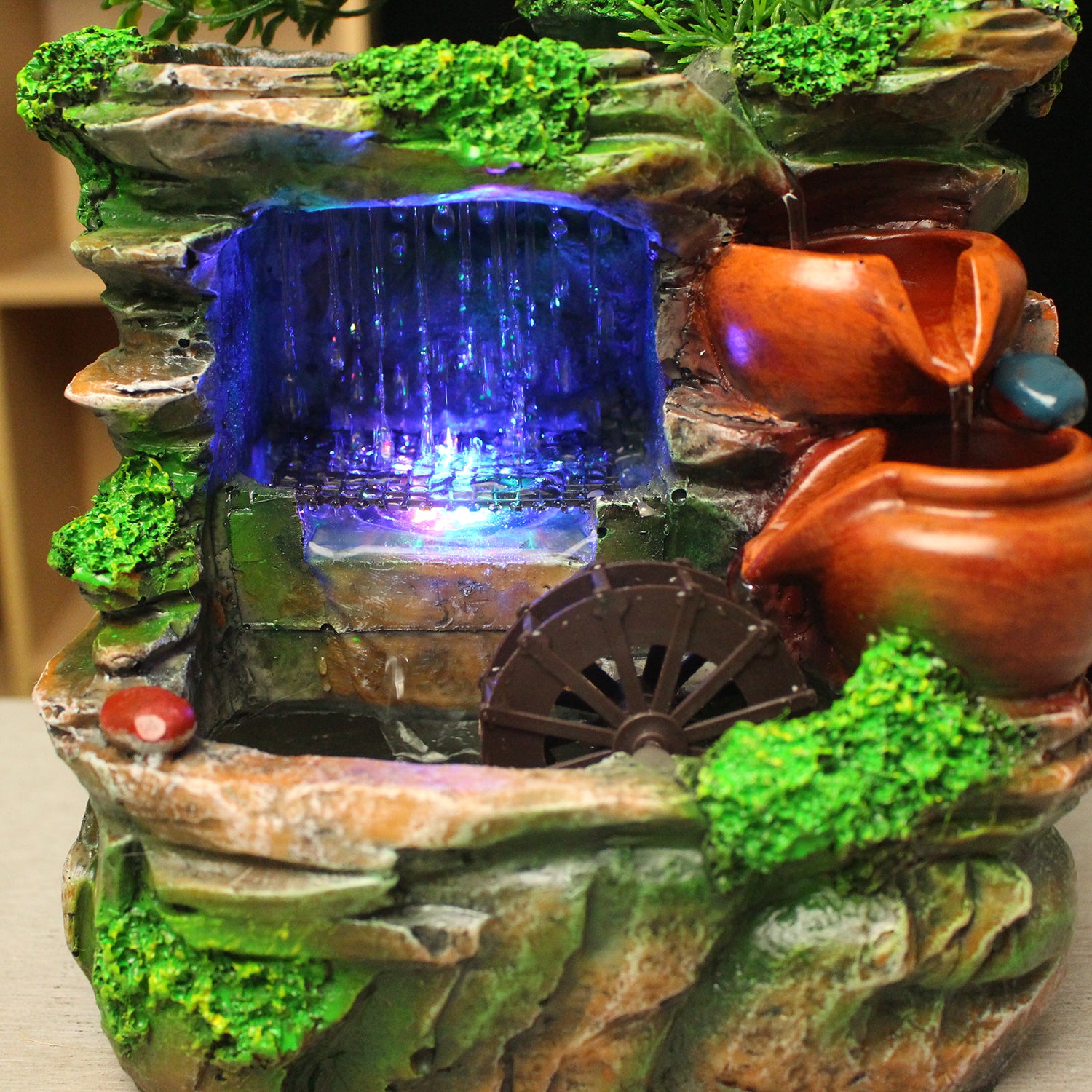 Resin Rockery Mountain Waterfall Fountain Indoor Water Fountain Crafts Tabletop image 1