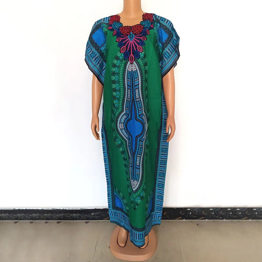 African Dresses For Women Ankara Dashiki Embroidery Printed Fashion Clothing Ba image 0