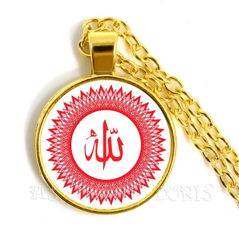 Gold-color 25mm Glass Muslim Islamic Allah Arab Muslim Necklace For Muhammad Re image 20