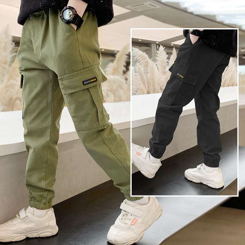 2024 New Spring Autumn Boys Pants Casual Long Style Trousers For Kids 3- 12 Yea image 2