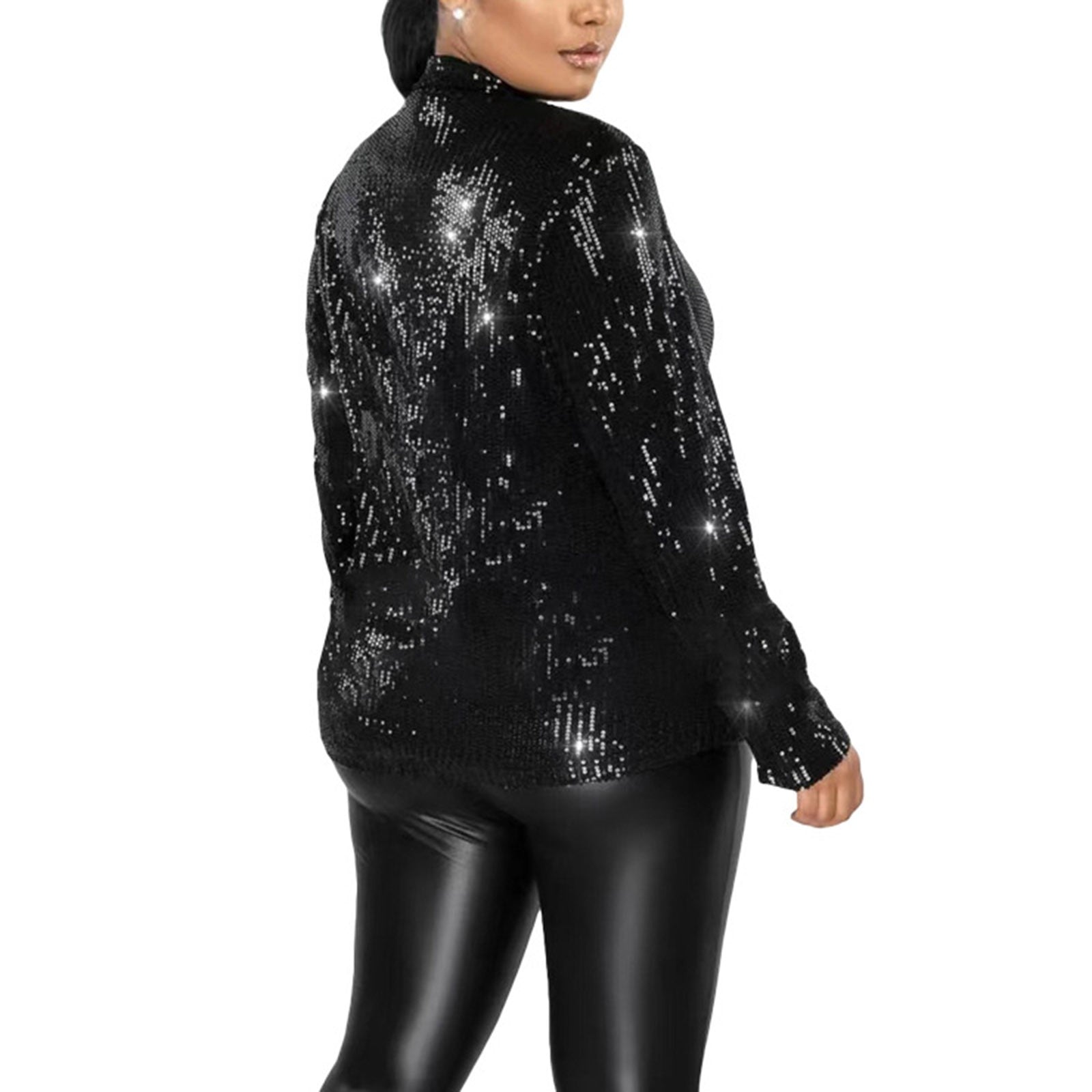 New Fashion Sequined Suit Jacket For Women Elegant Sequins Glitter Blazer Coat  image 7