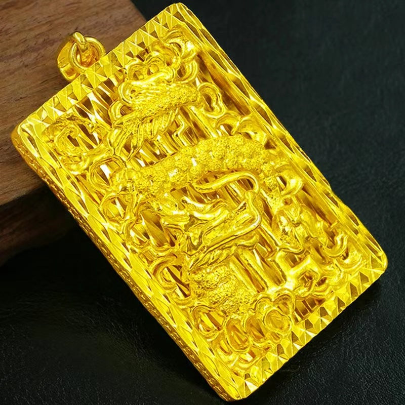 18 K Yellow Gold Color Atmospheric Men's Dragon Pendant Jewelry Wedding Engagem image 1