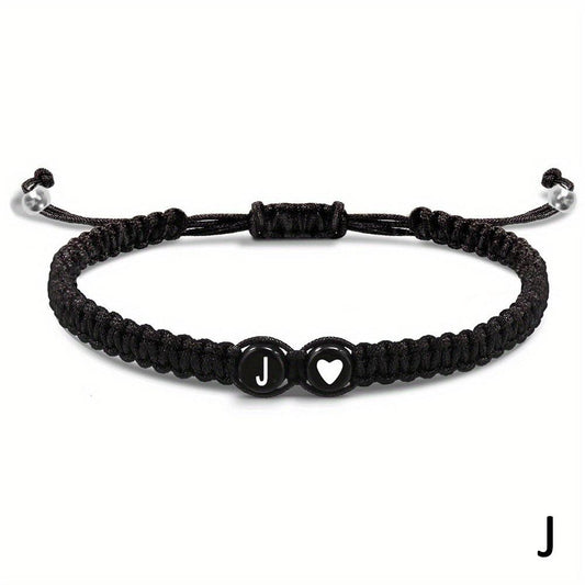 26 Letters Initial Heart Bracelets Handmade Adjustable A-Z Name Braided Bracele image 0