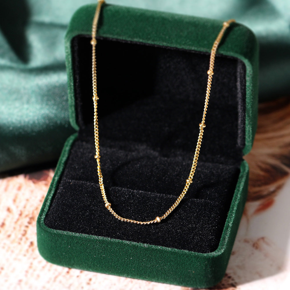 LAMOON 925 Sterling Silver Necklace For Women Gold Color Beads Chain Aesthetic image 4