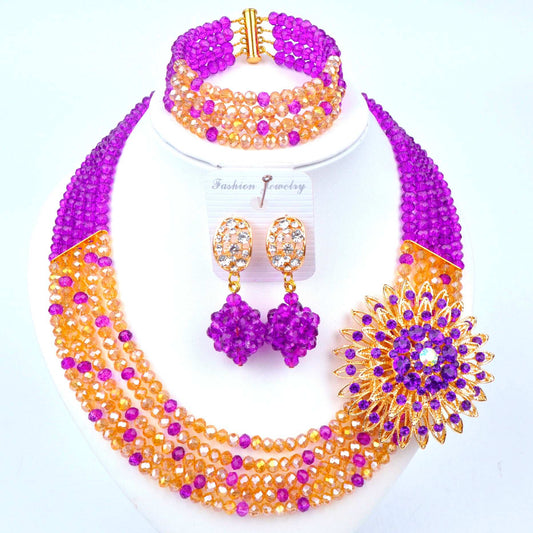 Amazing! Royal Blue Transparent Crystal Beaded Nigerian Wedding African Beads J image 0