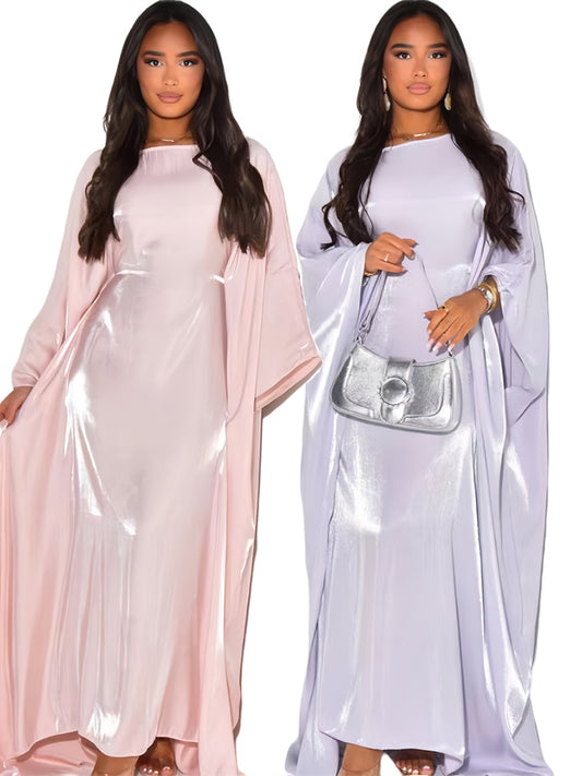 Ramadan Eid Satin Batwing Butterfly Abaya Dubai Luxury 2024 Muslim Maxi Kaftan  image 0