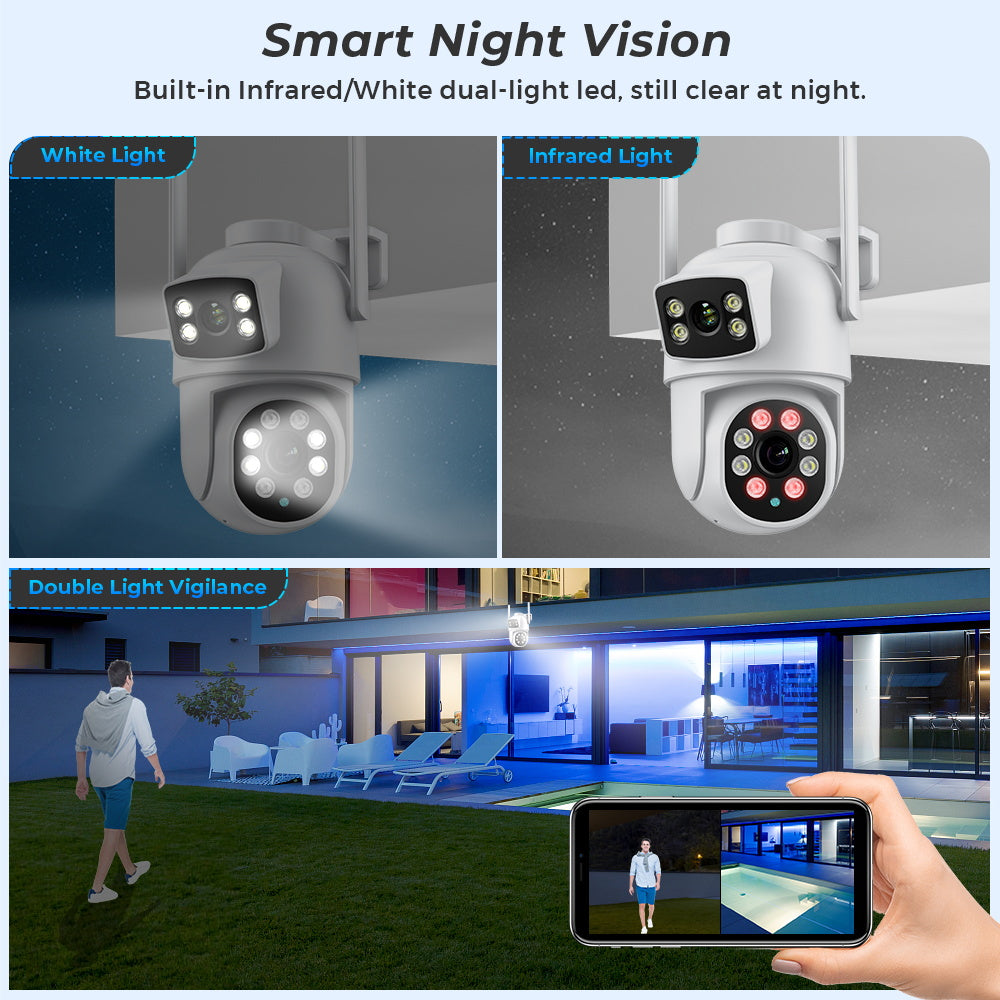 8MP 4K Wifi Security Camera Outdoor Dual Lens Dual Screens PTZ Surveillance Cam image 3