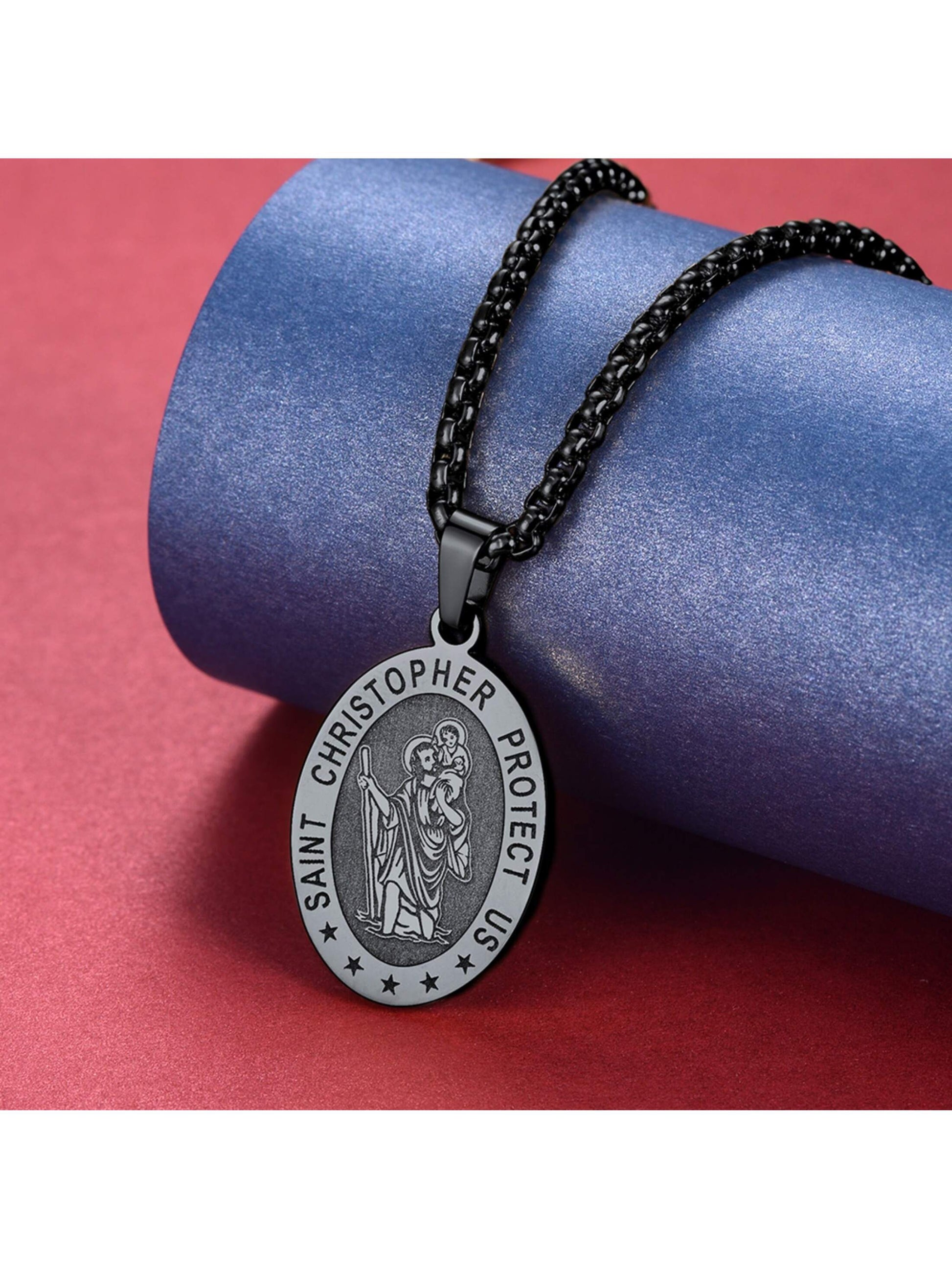 FaithHeart Saint Christopher Necklace for Men Women Stainless Steel/Gold/Black  image 0