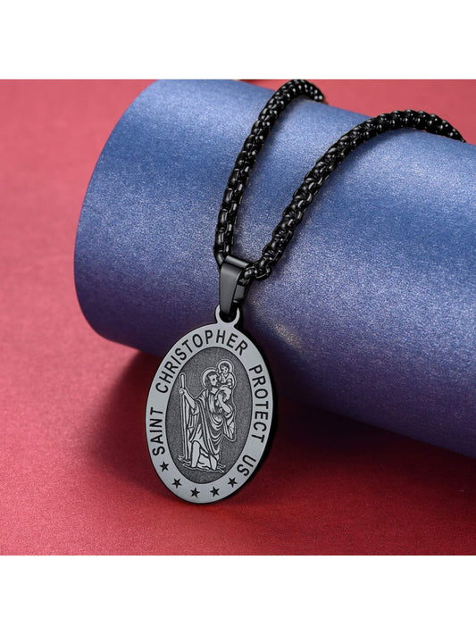 FaithHeart Saint Christopher Necklace for Men Women Stainless Steel/Gold/Black  image 0