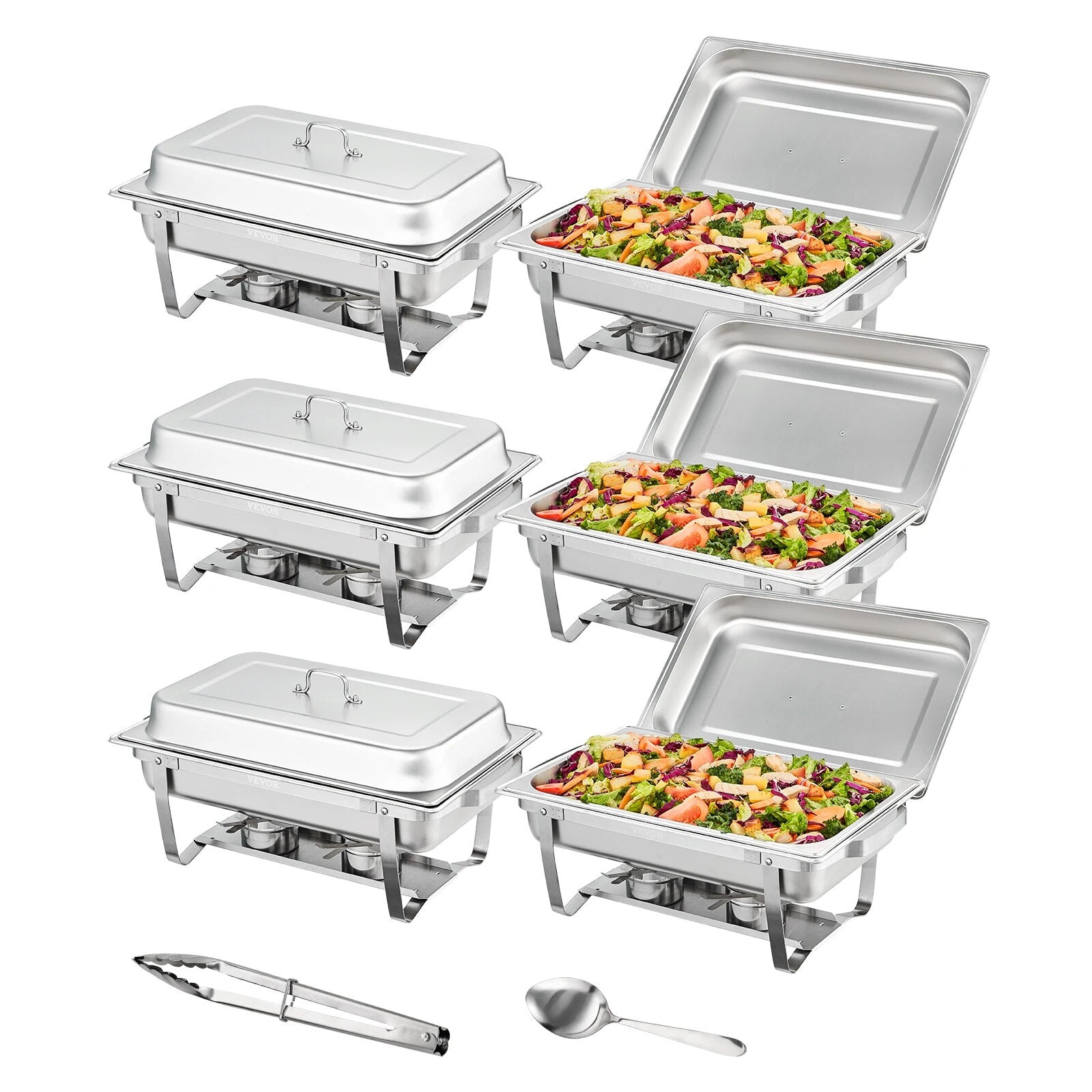 VEVOR 8QT Rectangle Chafing Dish 2/4/6 Packs w/ Full Size Pans Buffet Catering image 2