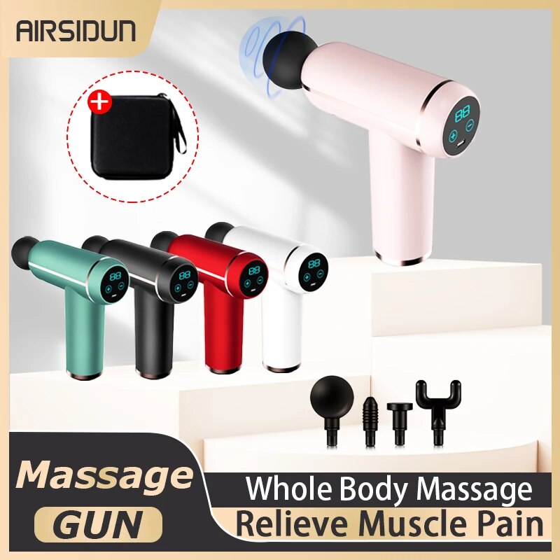 LCD Fascia Gun 4 Massage Heads Full Body Massage to Relieve Muscle Pain Portabl image 1
