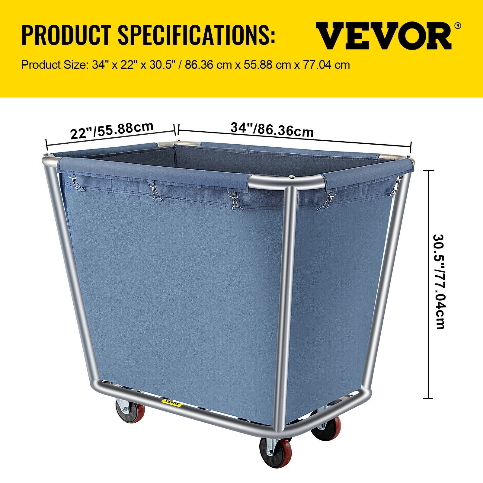VEVOR 6 - 18 Bushel Canvas Laundry Basket Cart with Waterproof Storage Basket R image 2