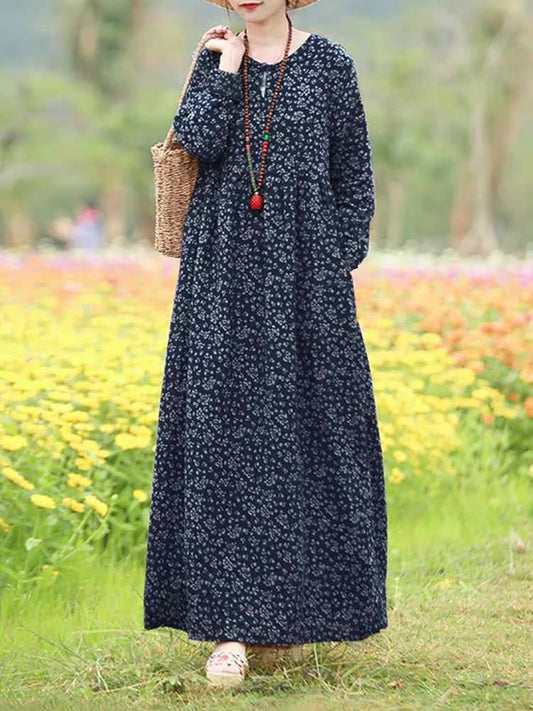 Vintage Women's Printed Dress 2023 ZANZEA Spring Sundress Casual Long Sleeve Ma image 0