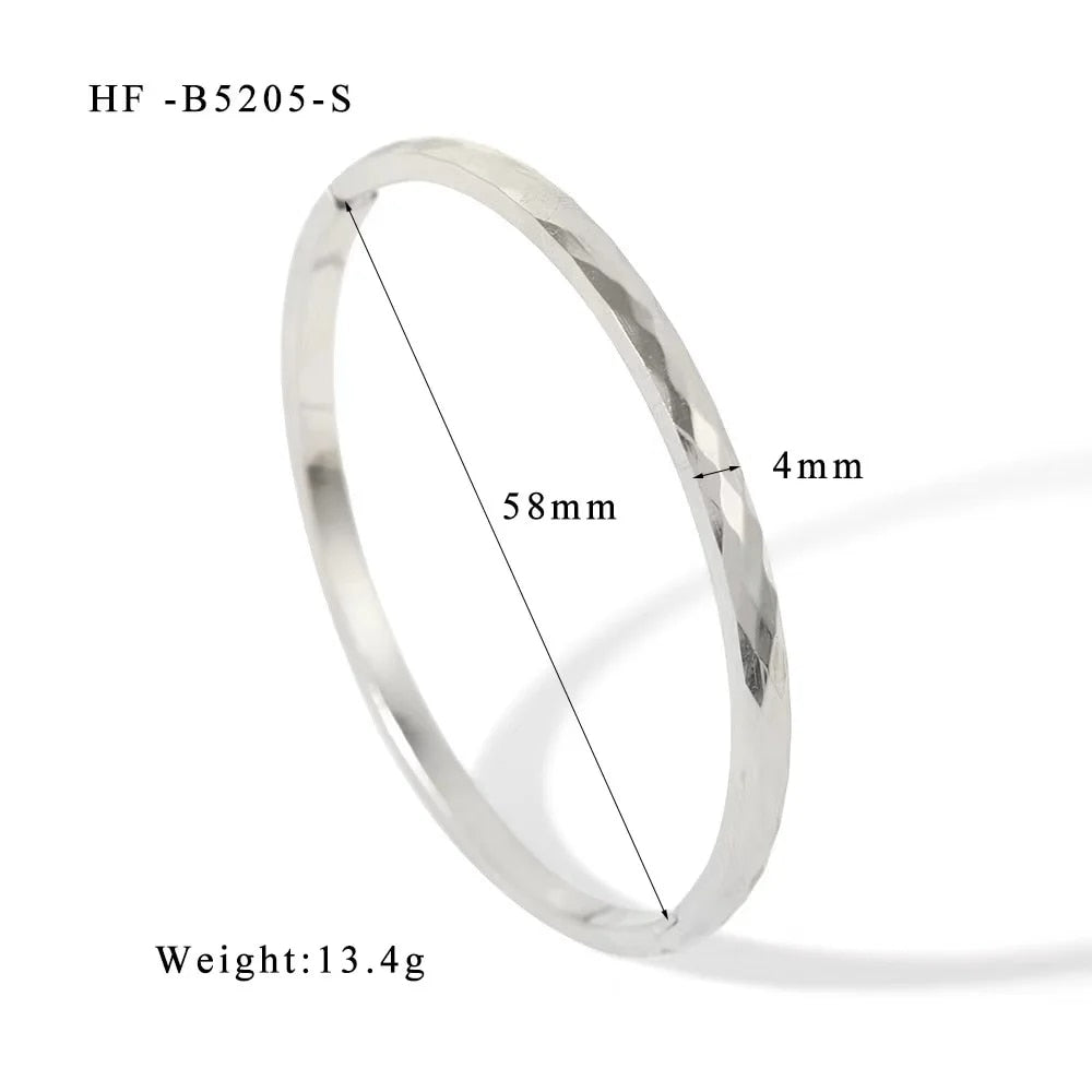 Waterproof Zirconia Cuff Bangles for Women Men 18k Gold Plated Stainless Steel  image 6
