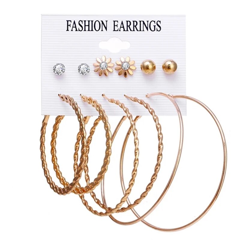 FNIO Statement Gold Color Big Bamboo Circle Hoop Earrings For Women Hip Hop Ear image 5