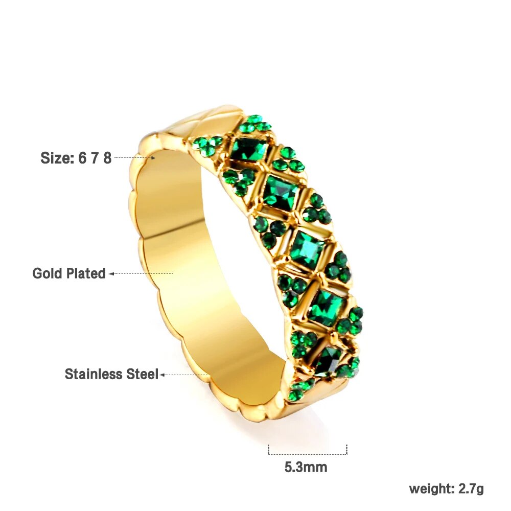 LUXUSTEEL Romantic Double Hollow Heart Rings for Women Stainless Steel Golden M image 5