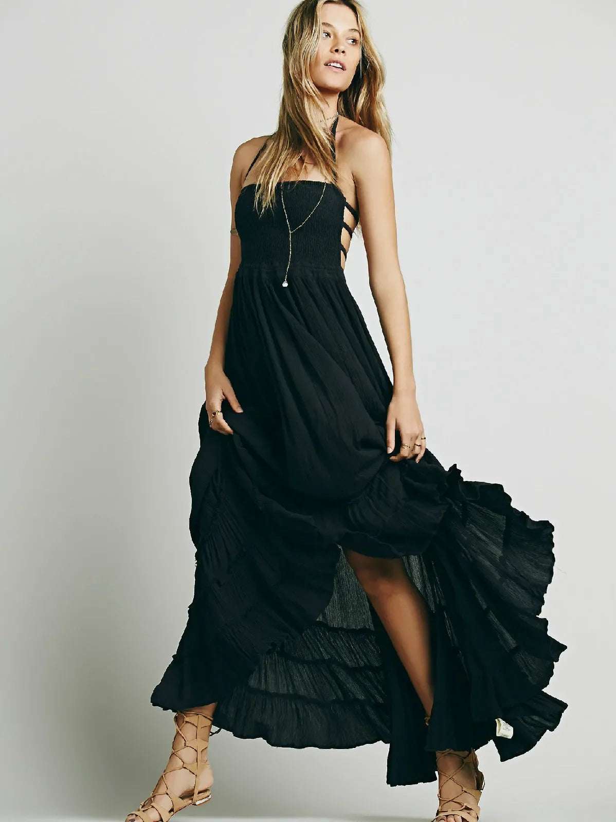 2024 Beach Dress Sexy Dresses Boho Bohemian People Holiday Summer Long Backless image 0