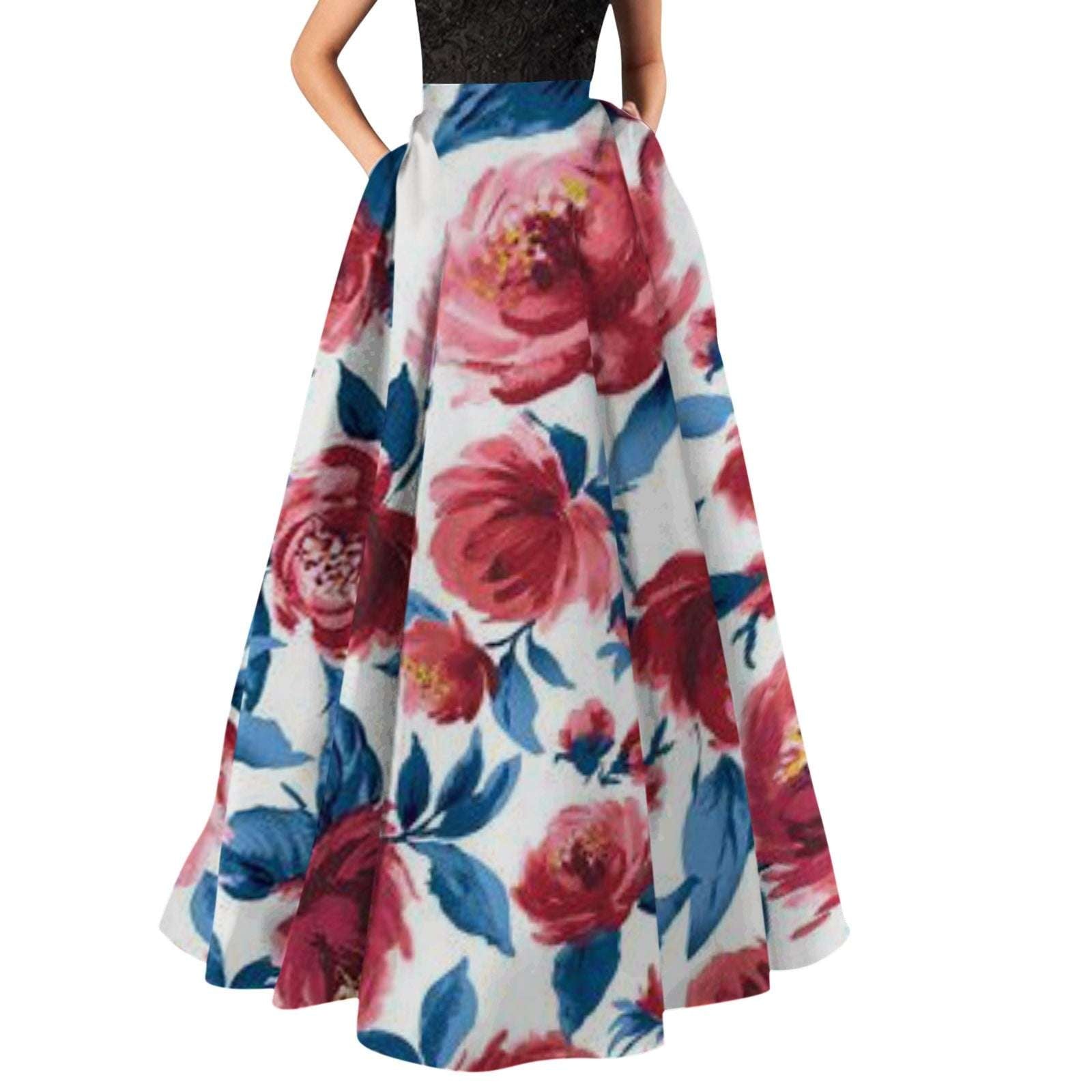 Long Skirts for Women Summer Gold Tummy Control Printed Maxi Skirts for Women F image 3