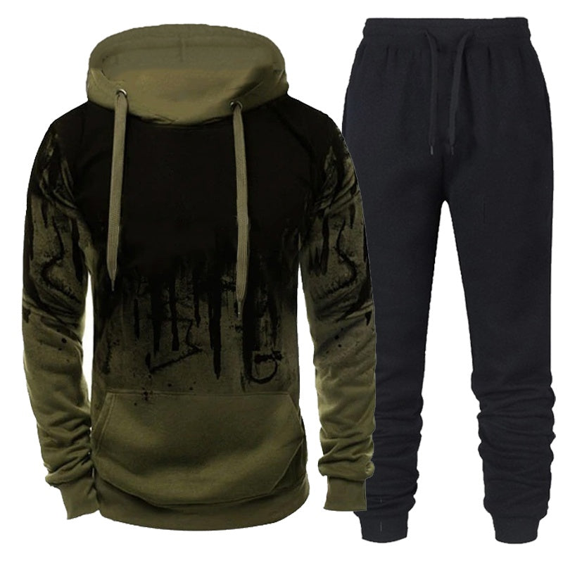 Autumn Winter Trending Tracksuits Men Camouflage Hoodie + Pant 2 Piece Set Spor image 0