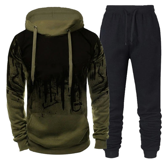Autumn Winter Trending Tracksuits Men Camouflage Hoodie + Pant 2 Piece Set Spor image 0