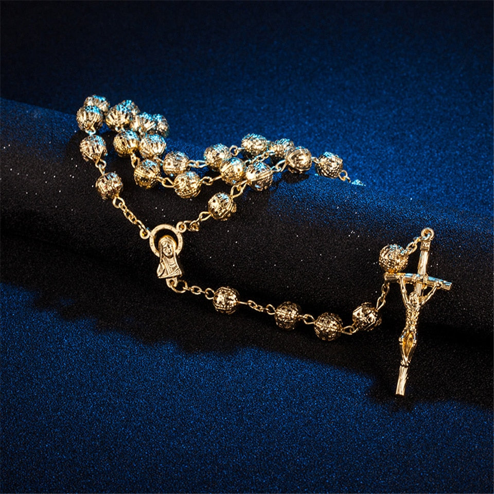 New Cross Necklace Crucifix Jesus Christian Virgin Mary Piece Pendant Gold image 1