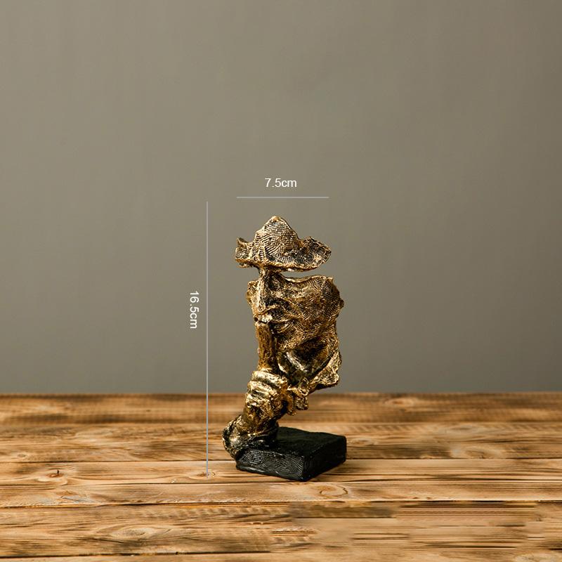 Silence Is Gold Statue Human Face Statue Abstract Sculpture Nordic Creative Dec image 9