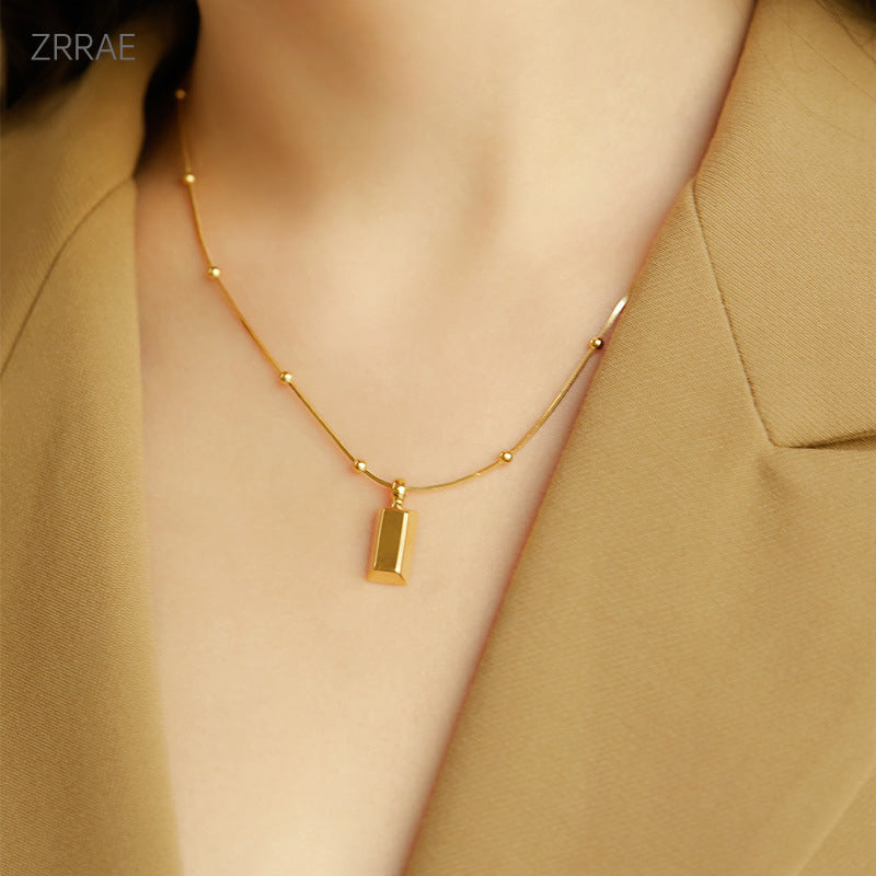 ZRRAE S925 Sterling Silver Women's Necklace K Gold Plated Snake Bone Necklace I image 0