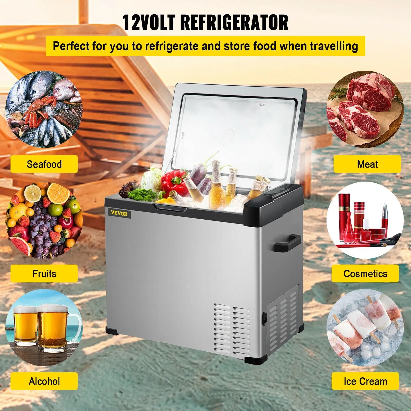 VEVOR 30L 40L 50L Mini Car Refrigerator Portable Fridge Freezer 12/24V DC 110-2 image 3