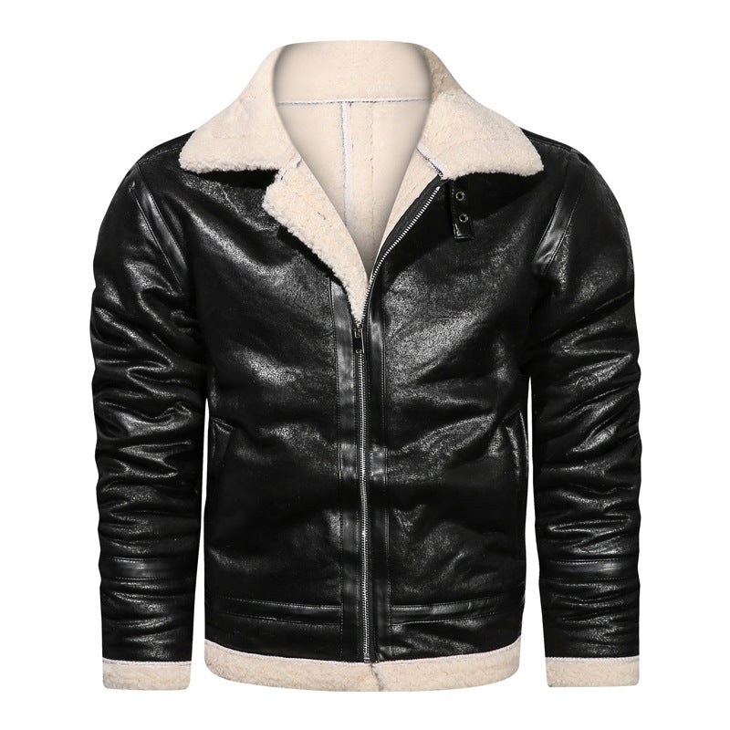 Winter Men's Leather Jacket Oversized Outerwear High Quality Retro Casual Coats image 7