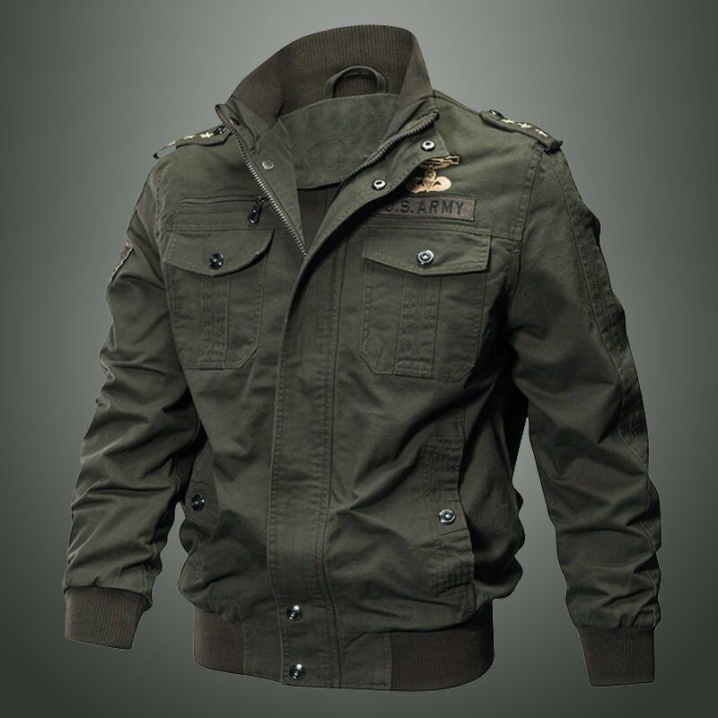 Spring and autumn military jacket male cotton water wash collar pilot cotton ja image 0