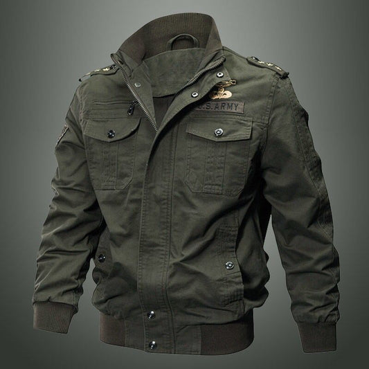 Spring and autumn military jacket male cotton water wash collar pilot cotton ja image 0