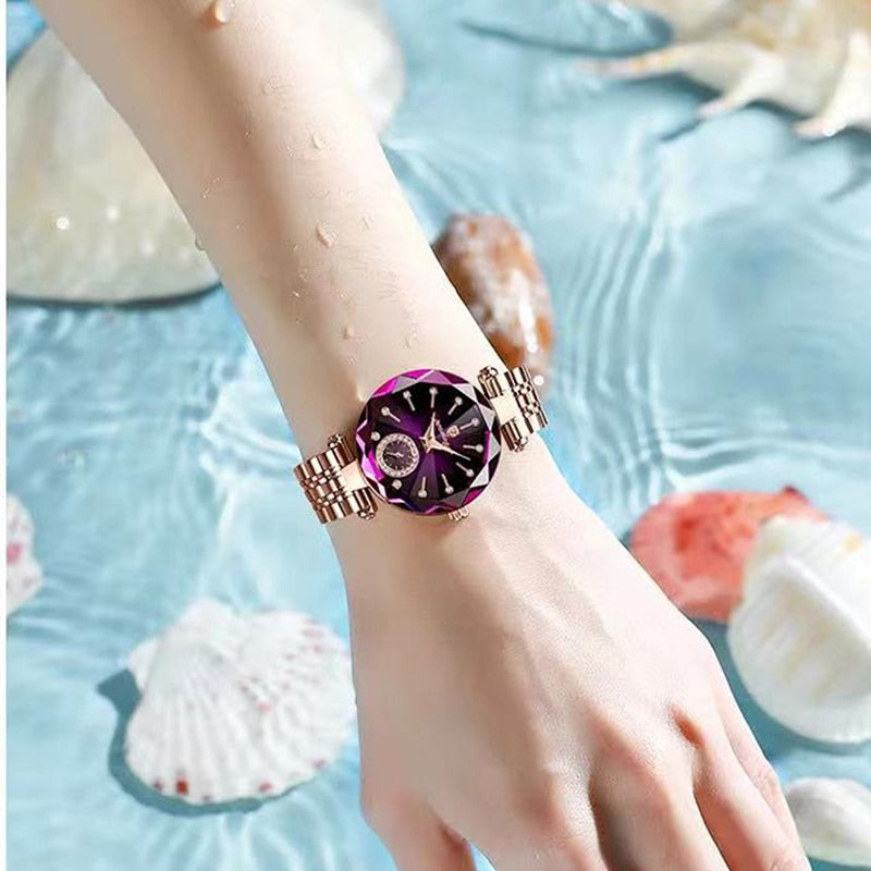 POEDAGAR Watch for Women Luxury Jewelry Design Rose Gold Steel Quartz Wristwatc image 8