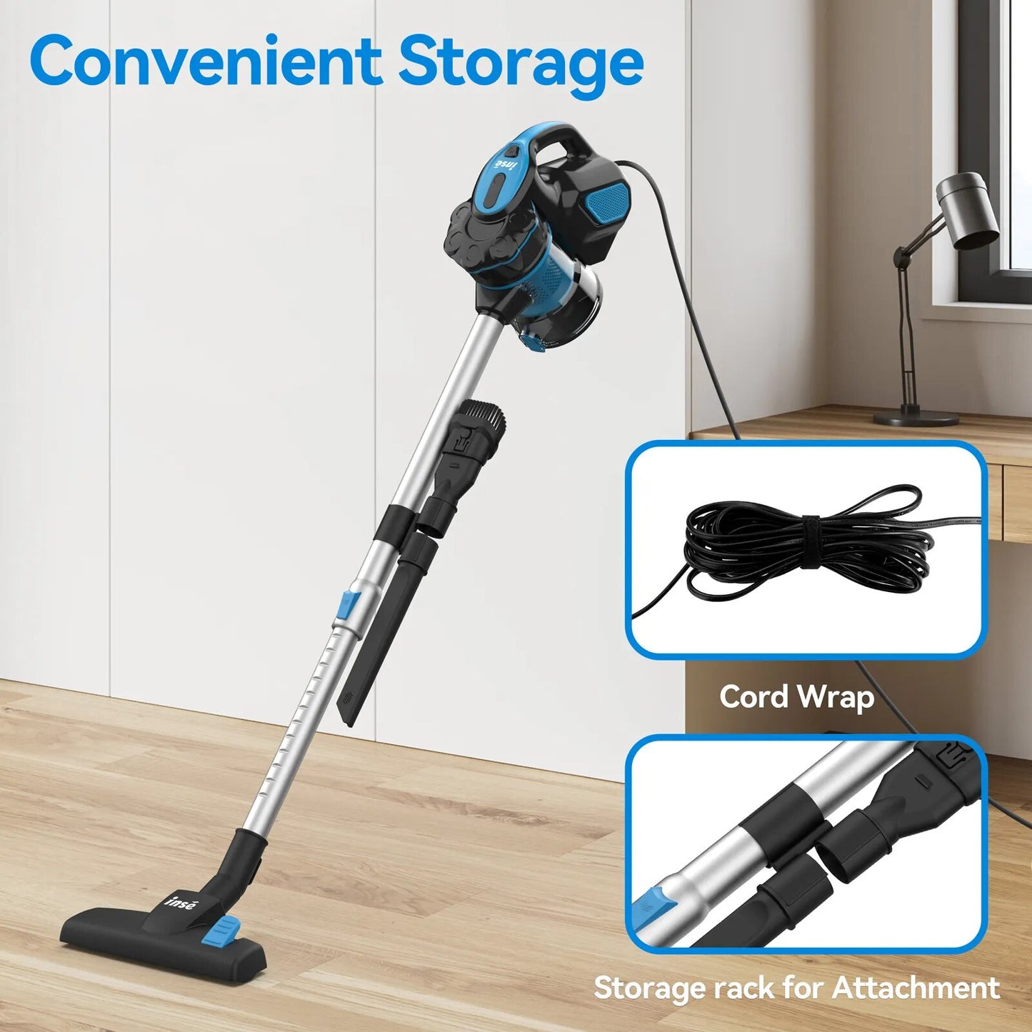 Vacuum Cleaner Corded INSE I5 18Kpa Powerful Suction 600W Motor Stick Handheld image 6