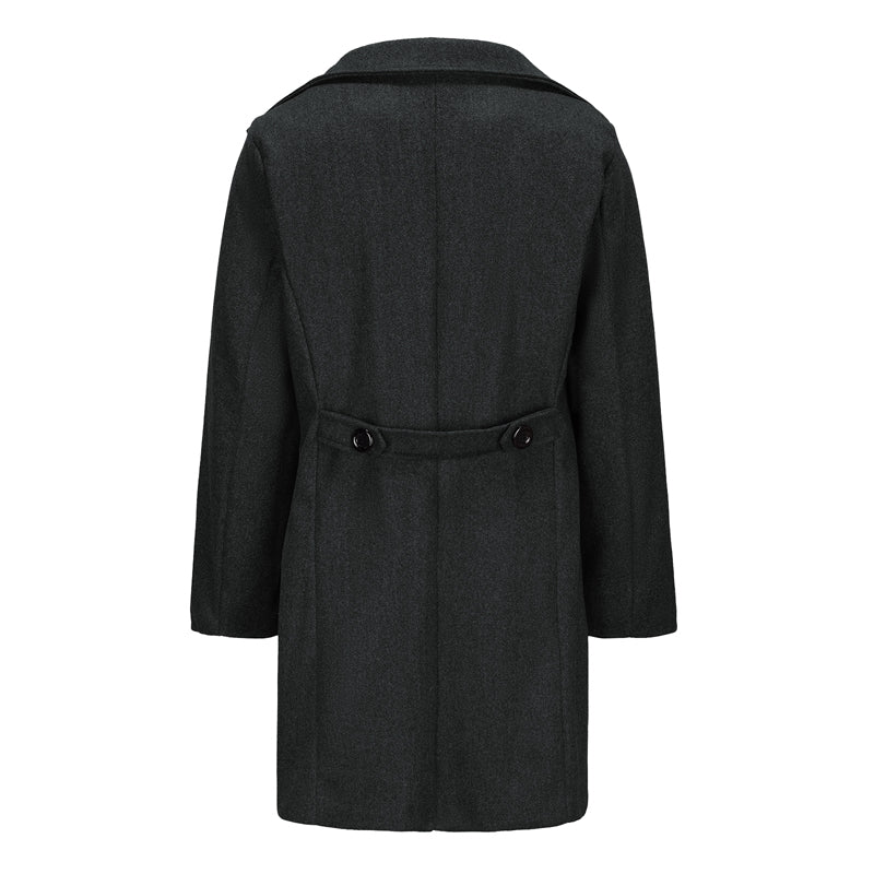 Classic Wool Blend Peacoat with Notched Lapel and Button Closure for Men s Wint image 7