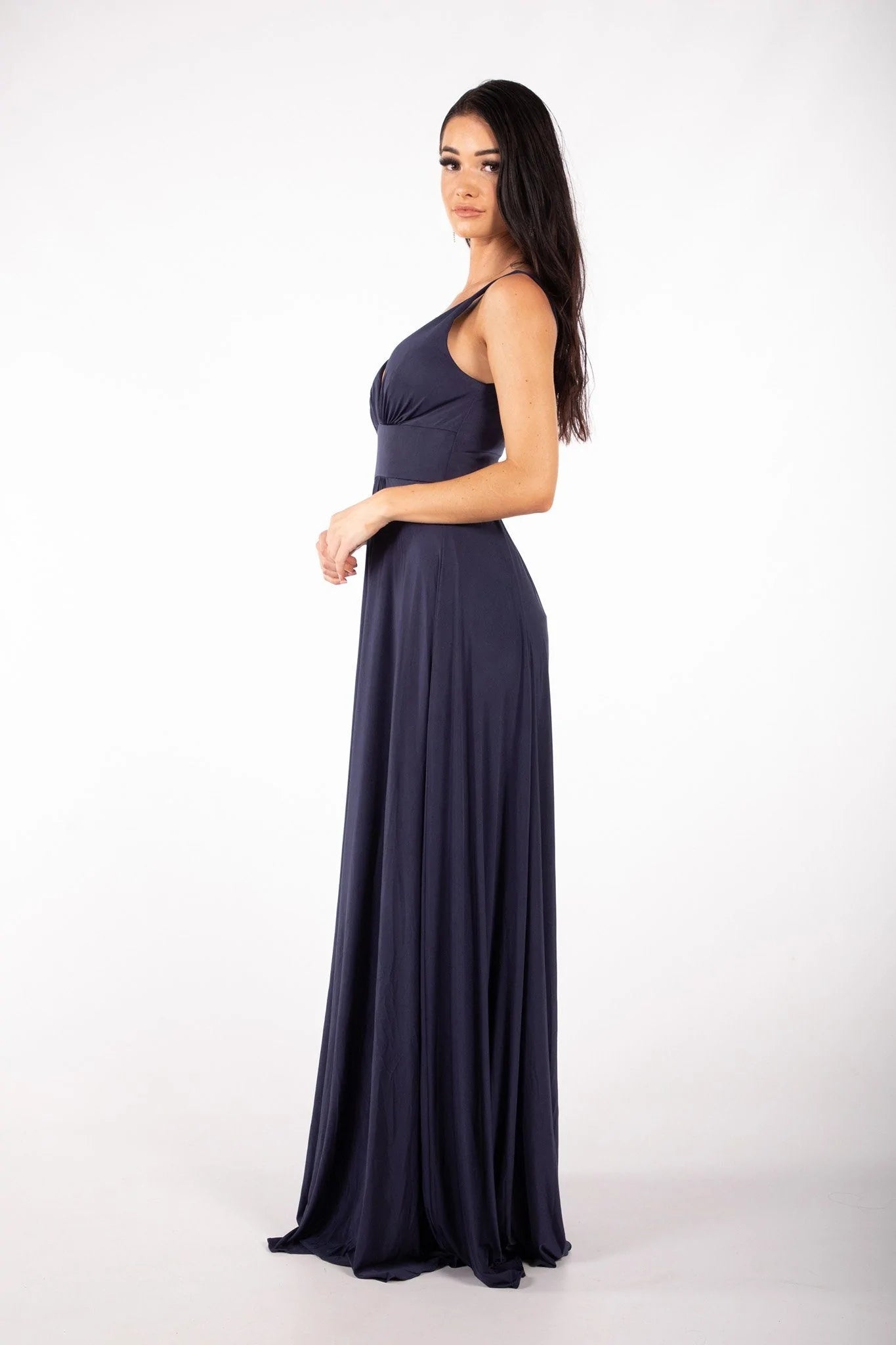 FATAPAESE Spandex Bridesmaid Dresses Satin V Neck Slit Wedding Party Backless W image 4