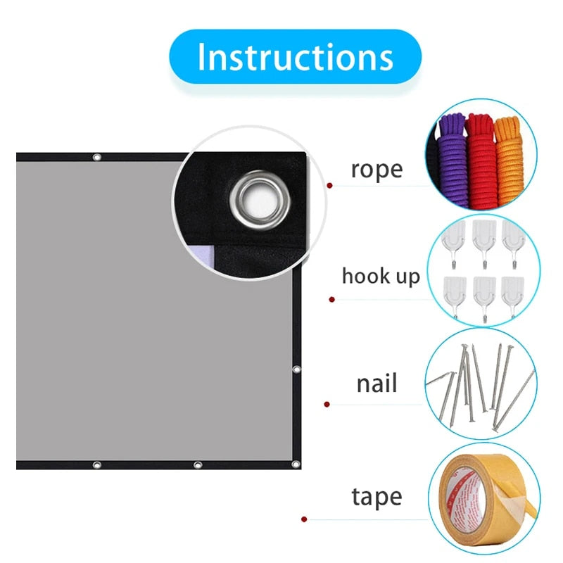 VEIDADZ Projector Screen Metal Grey Anti-Light 60-133 inch 30ƒ€š° Viewing Angle 16 image 13
