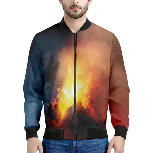 Volcano Eruption Magma 3d Printed Jackets Men Long Sleeve Loose Sweatshirt Cool image 0