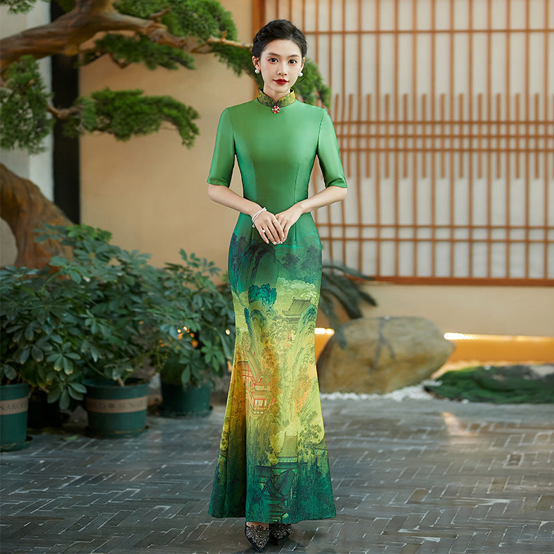 Ao Dai Vietnam Traditional Dress Vintage Qipao Evening Gown China Vietnamese Tr image 6